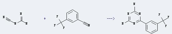 1,3,5-Triazine-2,4-diamine,6-[3-(trifluoromethyl)phenyl]- can be prepared by cyanoguanidine and 3-trifluoromethyl-benzonitrile